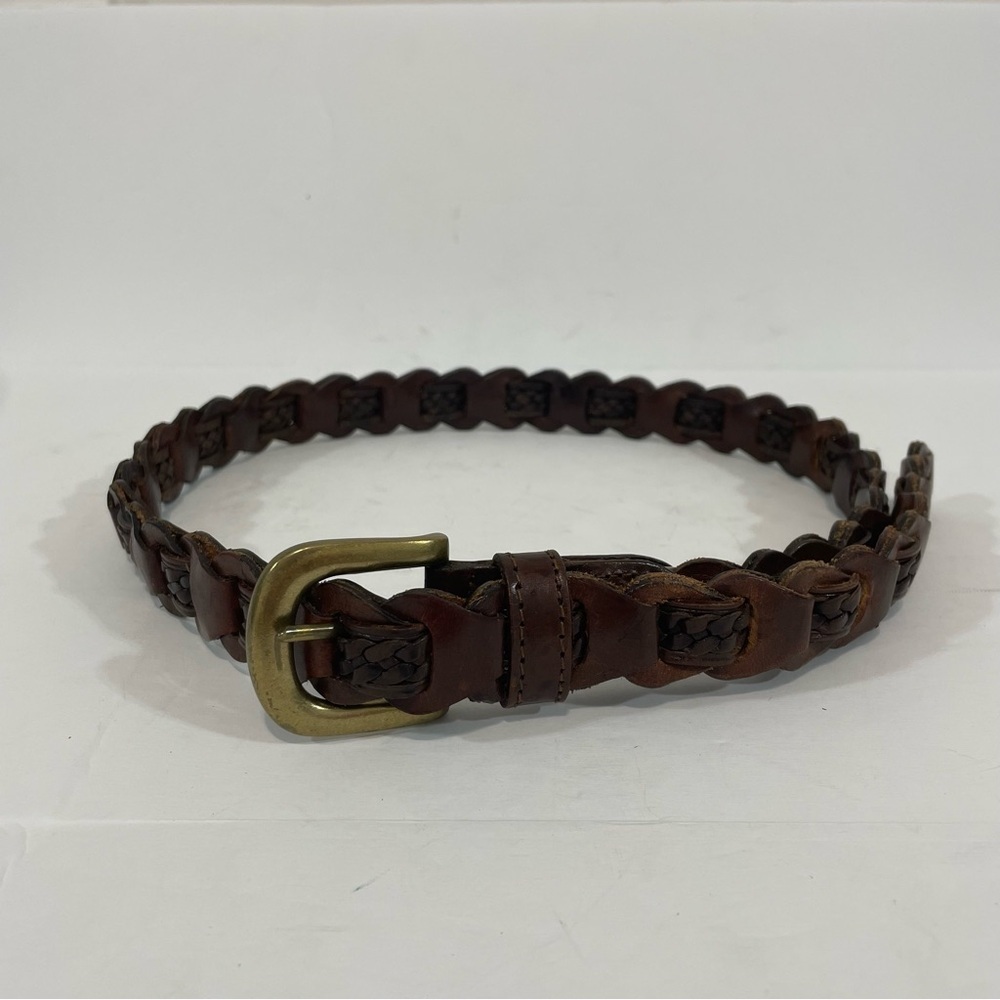 Unbranded Brown Braided Linked Genuine Leather Belt Size M